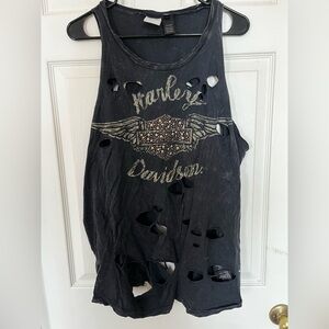 Harley-Davidson Charcoal Gray Distressed Tank Top